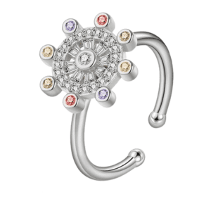 Fidget Adjustable Spinning Silver Coloured Fair Ground Wheel Ring