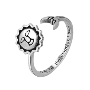 Fidget Adjustable Spinning Silver Coloured Style Sun and Moon Ring