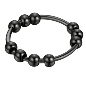 Spinning Black Ball Bead Fidget Ring