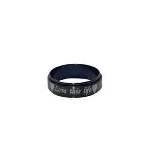 Stainless Steel Fidget Spinner black "Love This Life" Print Ring