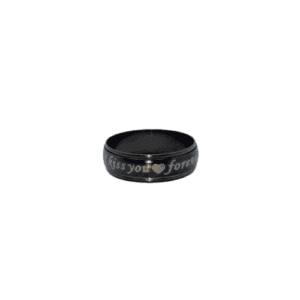 Stainless Steel Fidget Spinner Black "I Kiss You Forever" Print Ring