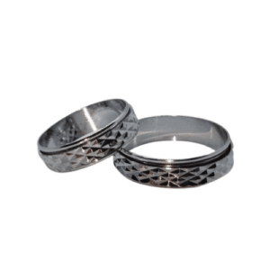 Stainless Steel Fidget Spinner Silver Coloured with a Pattern Effect Engraved Ring