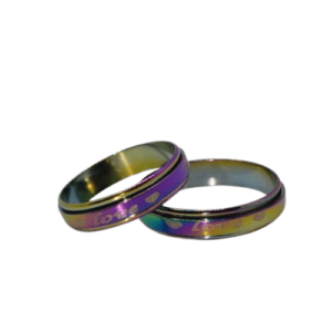Stainless Steel Fidget Spinner Rainbow "Love" Printed Ring