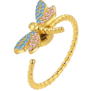 Gold Coloured Fidget Adjustable Dragonfly Spinning Ring