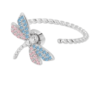 Fidget Adjustable Silver Coloured Ring with Spinning Dragonfly