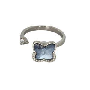Silver Coloured Fidget Adjustable Blue Butterfly Ring