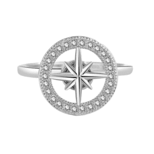 Silver Coloured Fidget Adjustable Spinning Compass Ring