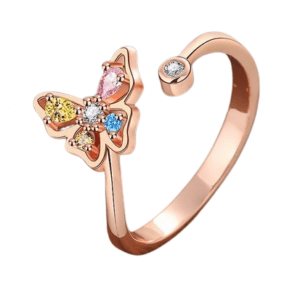 Adjustable Rose Gold Coloured Butterfly Ring