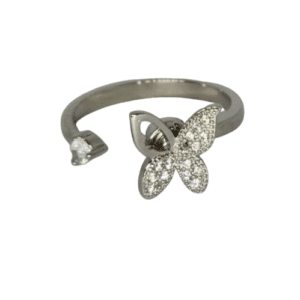 Silver Coloured Fidget Adjustable Spinning Butterfly Ring