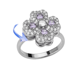 Silver Coloured Fidget Adjustable Spinning Four Leaf Clover Ring