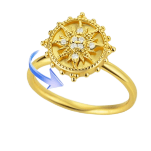 Fidget Adjustable Spinning Gold Coloured Compass Style Ring