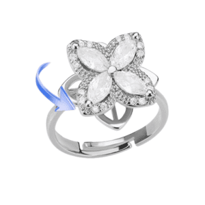 Fidget Adjustable Spinning Silver Coloured Flower Ring