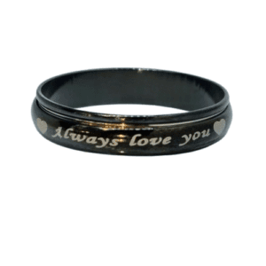 Stainless Steel Black Fidget Spinning Ring with the Words "Always Love You"