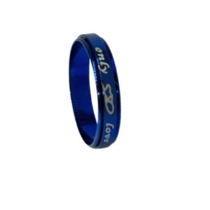 Stainless Steel Blue "Only Love" Printed Ring