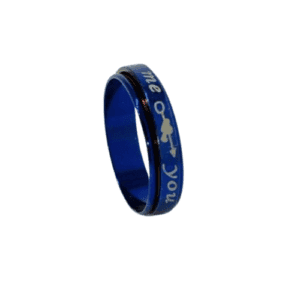 Stainless Steel Fidget Spinner Blue "Me You" Print Ring