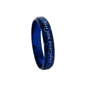 Stainless Steel Fidget Spinner Blue "Miss You Everyday" Print Ring