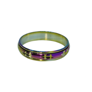 Fidget Spinner Rainbow Engraved Stainless Steel # Pattern Ring