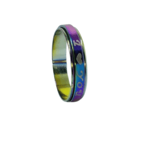 Stainless Steel Fidget Spinner Rainbow "I Love You" Ring