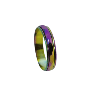 Stainless Steel Fidget Spinner Rainbow Oval Patterning Ring