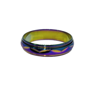 Stainless Steel Rainbow Fidget Spinning Ring with a "V" Pattern