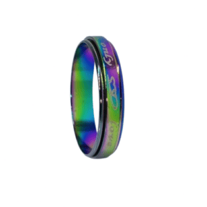 Stainless Steel Rainbow "Only Love" Printed Ring