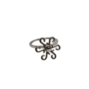 Silver Coloured Stainless Steel Swirl Flower Fidget Ring