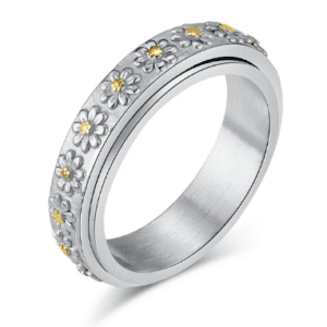 Silver Coloured Stainless Steel Daisy Chain Fidget Ring