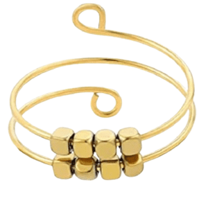 Adjustable Boho Gold Coloured Fidget Spinning Gold Bead Ring