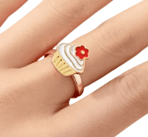 Gold Coloured Fidget Ring with Spinning Cup Cake Bun