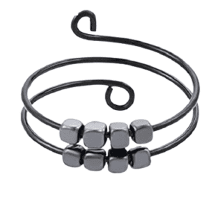 Adjustable Boho Black Fidget Spinning Black Hematite Bead Ring