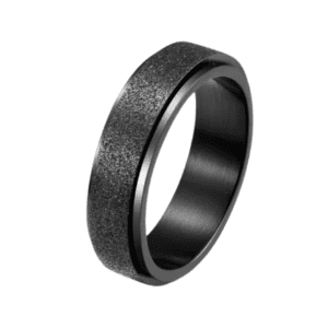 Stainless Steel Fidget Spinning Black Band Ring