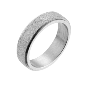 Silver Coloured Stainless Steel Fidget Spinning Silver Band Ring