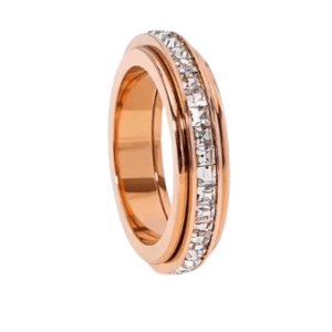 Rose Gold Coloured Fidget Ring with Clear Crystals