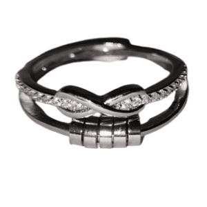 Silver Coloured Fidget Ring with Clear Crystals and Infinity Sign