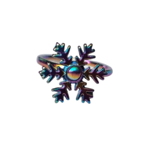 Multi Coloured Rainbow Stainless Steel Snowflake Fidget Ring