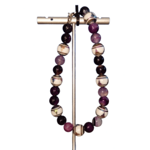 Anklet with Purple Agate Gemstone and Buddha Yoga Pose Beads