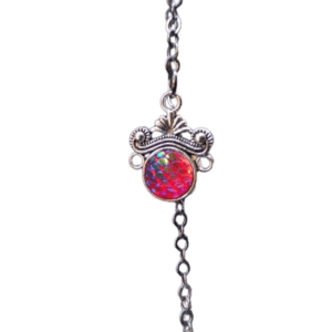 Black Coloured Metal Belly Waist Hip Chain with Silver Coloured Pink Pendant