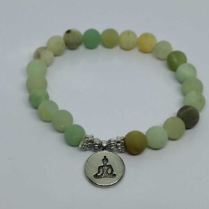 Matt Amazonite Stone Beads with Silver Coloured Pendant Bracelet