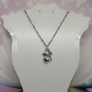 Bracelet with a Double Sided Mouse / Rat Silver Coloured Pendant on a Sterling Silver Water Wave Chain