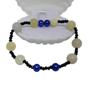 Elasticated Bracelet with Gemstone Yellow Onyx Beads