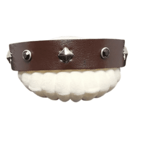 Dark Brown Leather Studded Black Rhinestone Bracelet