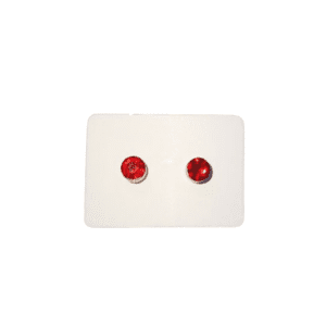 Gold Coloured Ruby Red Stud Earrings