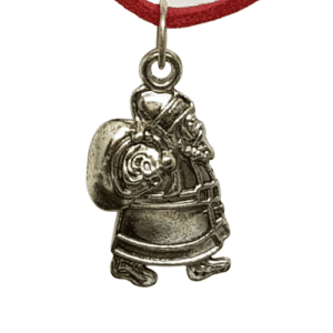 Soft Dark Red Suede / Leather Necklace with Silver Coloured Santa Father Christmas Pendant