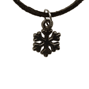 Soft Dark Brown Suede Necklace with Silver Coloured Snow Flake Pendant