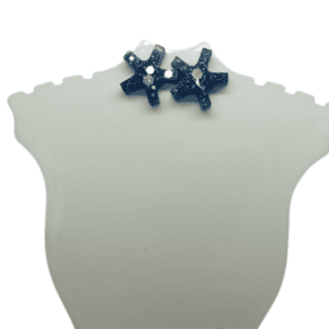 Royal Blue Glitter Star Flower Stud Style Earrings