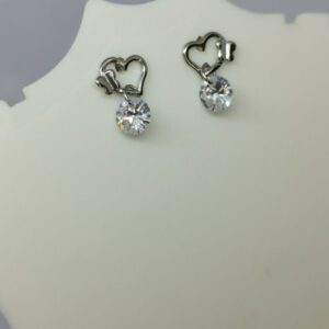 Sterling Silver Love Heart and Butterfly Cubic Zirconia Earrings