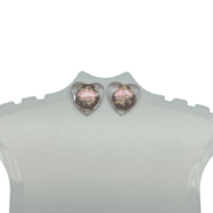 Pink Glitter Love Heart Stud Style Earrings