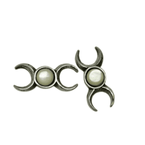 Alchemy Triple Witch Pagan Wicca Goddess Moon Mother of Pearl Earring Stud Style Earrings in Pewter