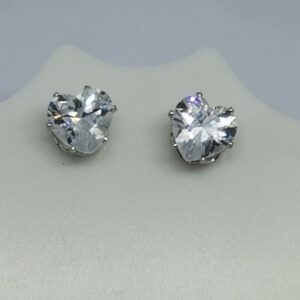 Cubic Zirconia Love Heart Stud Earrings