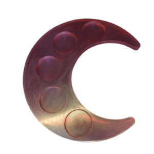 Brown Glittery 5 Hole Moon Candle Holder
